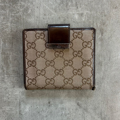 Vintage Gucci GG Monogram Canvas Wallet mit Metallverschluss