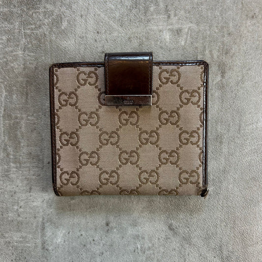 Vintage Gucci GG Monogram Canvas Wallet mit Metallverschluss