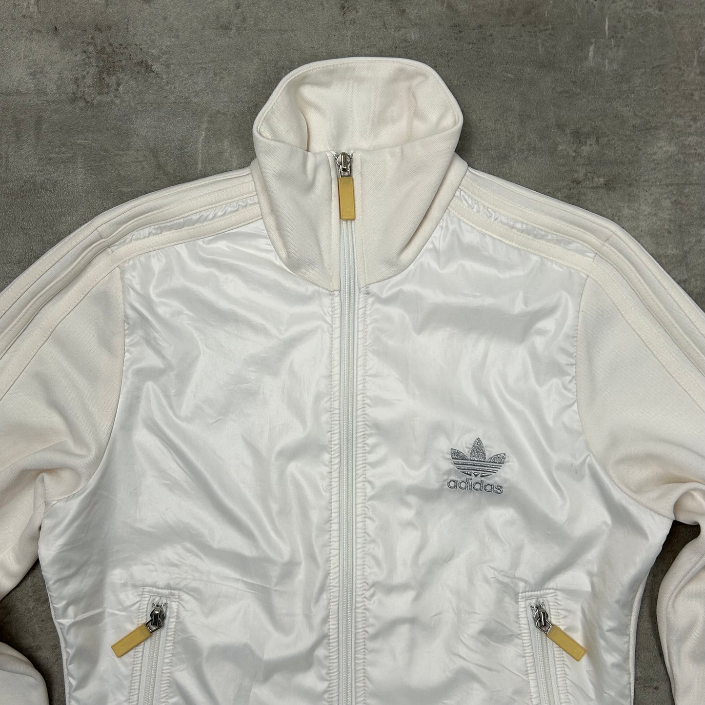 00s Adidas Originals Trackjacke Weiß-Creme-Silber