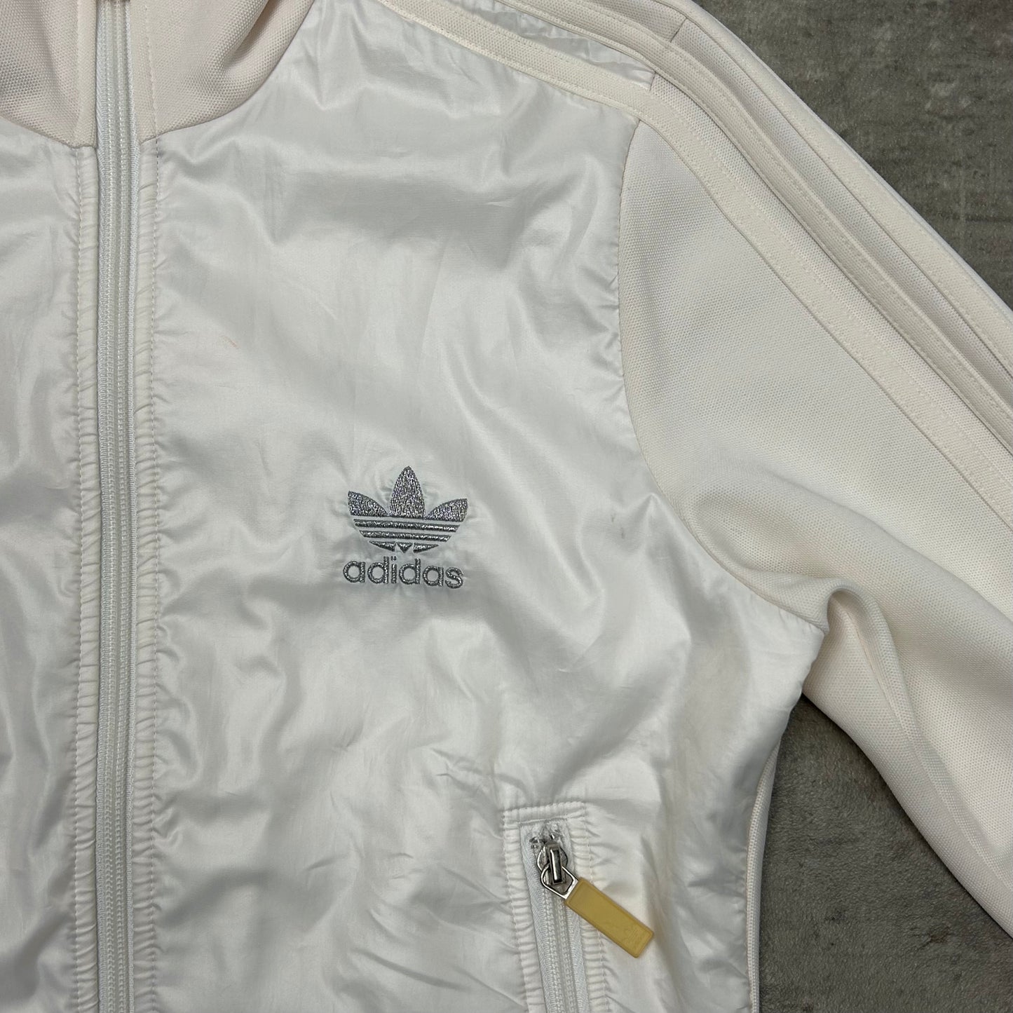 00s Adidas Originals Trackjacke Weiß-Creme-Silber